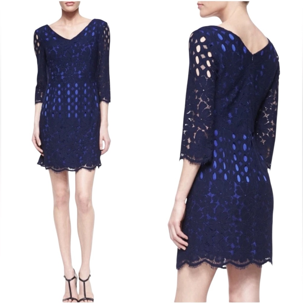 Lilly Pulitzer Macon Dress Whitaker Lace in True Navy